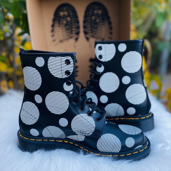 Dr. Martens 1460 Polka Dot Smooth Leather Lace Up Boots - Picture 5 of 8